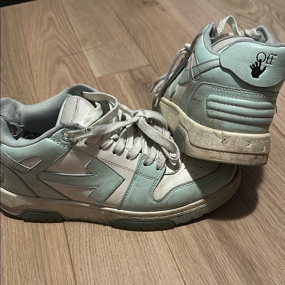 Off-White Light Blue and White Sneakers